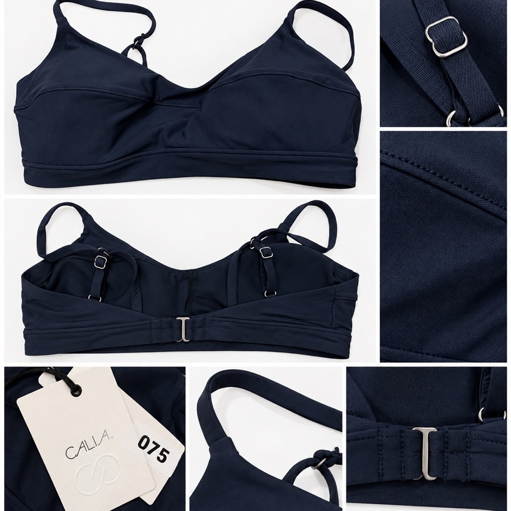 CALIA by Carrie Underwood Navy Adjustable Support Swim Top